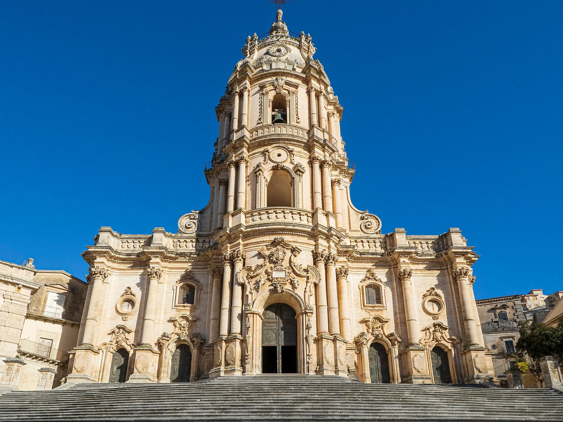 The church of San Giorgio in Modica at the head of a long zigzagging staircase